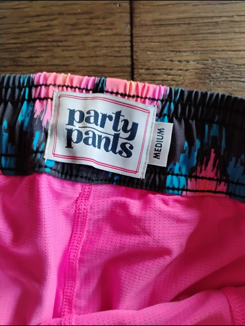 Party Pants Men's Swim Board Shorts in Pink & Teal Ikat